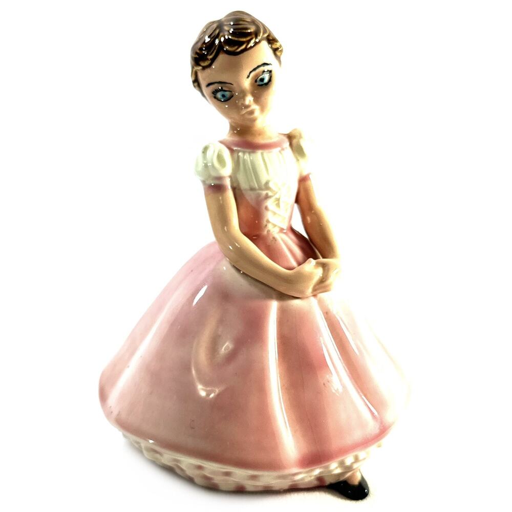 Vintage Porcelain Holland Girl In Pink Ball Gown 7” Tall 6” Long - Picture 3 of 7